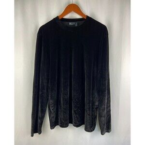 ASOS Design Men's Pullover Long Sleeve Velvet Shirt Black Size Medium EUC Party